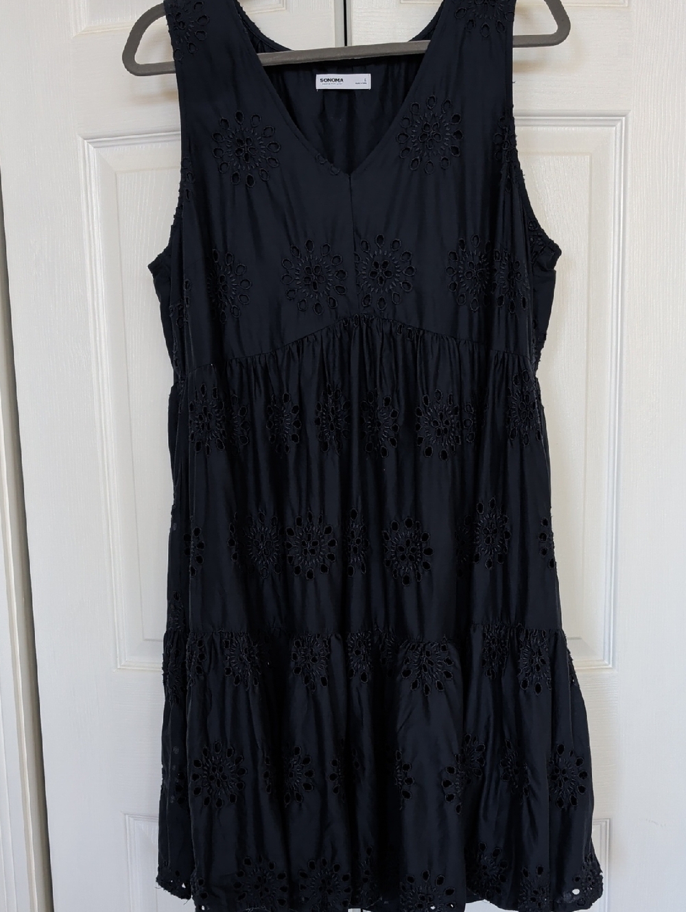 Sonoma Blue Eyelet Tiered V-Neck Mini Dress